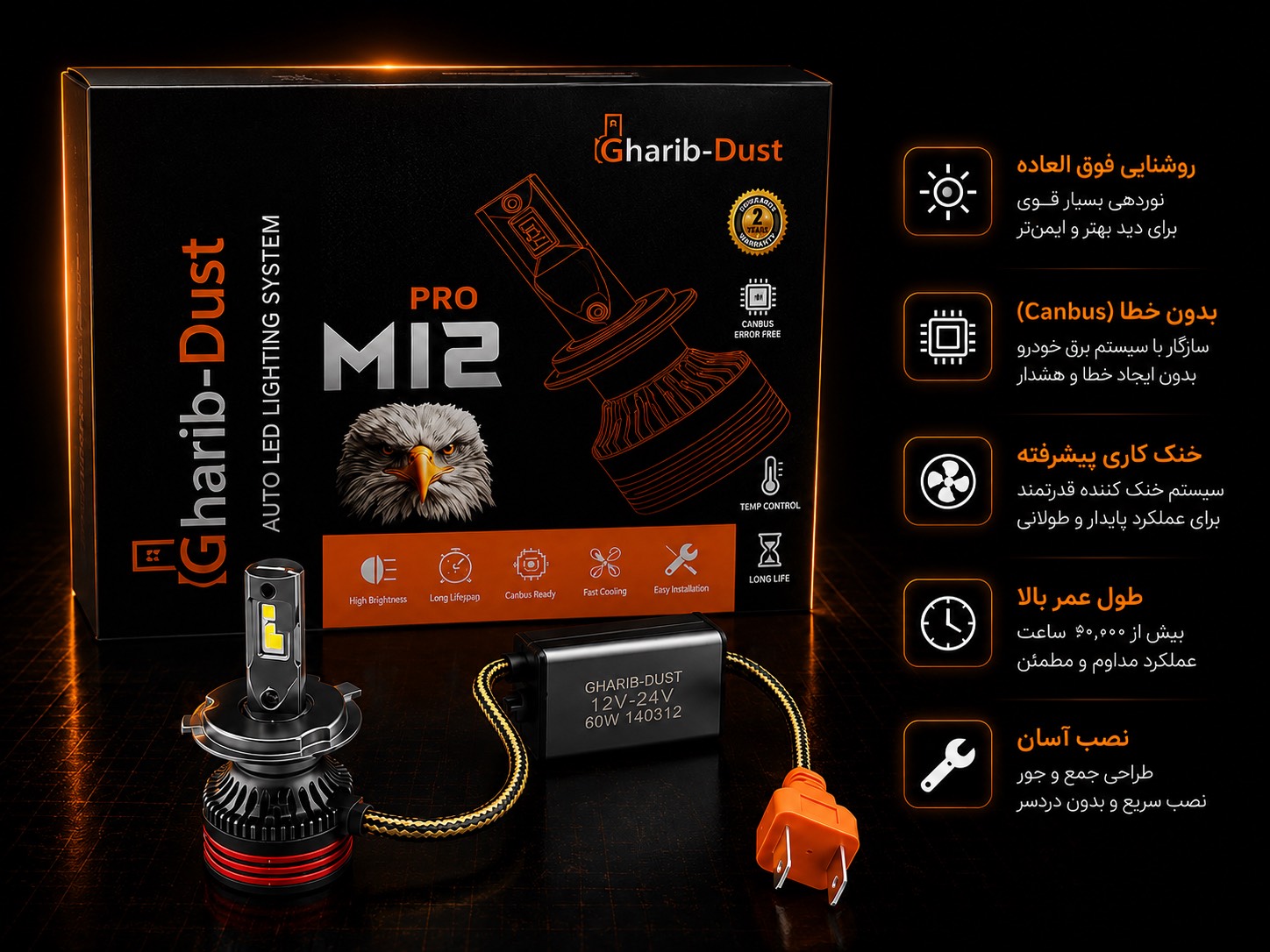 هدلایت حرفه‌ای Gharib-Dust مدل Pro M12 (سری Canbus)
